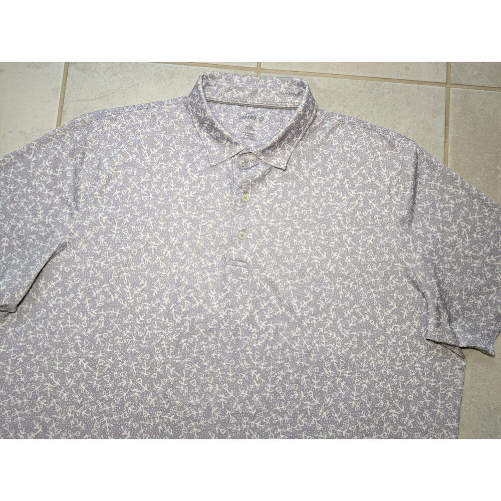 Jonnie-O Men’s XXL Golf Polo Shirt Floral All Over Print Gray Stretch